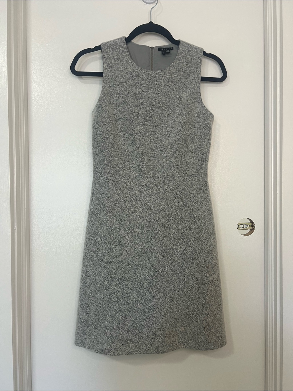 Theory Raneid K Felt Wool Dress Gray Work Dress Career Babydoll Minimalist Mini